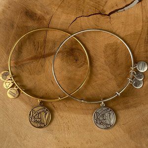 ALEX & ANI Matching "Because I Love You" Bracelets Energy Charm Bangle Set